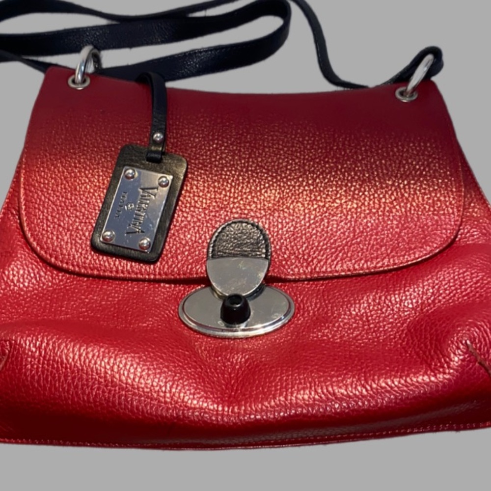 Valentina Italia Red Leather Large Handbag